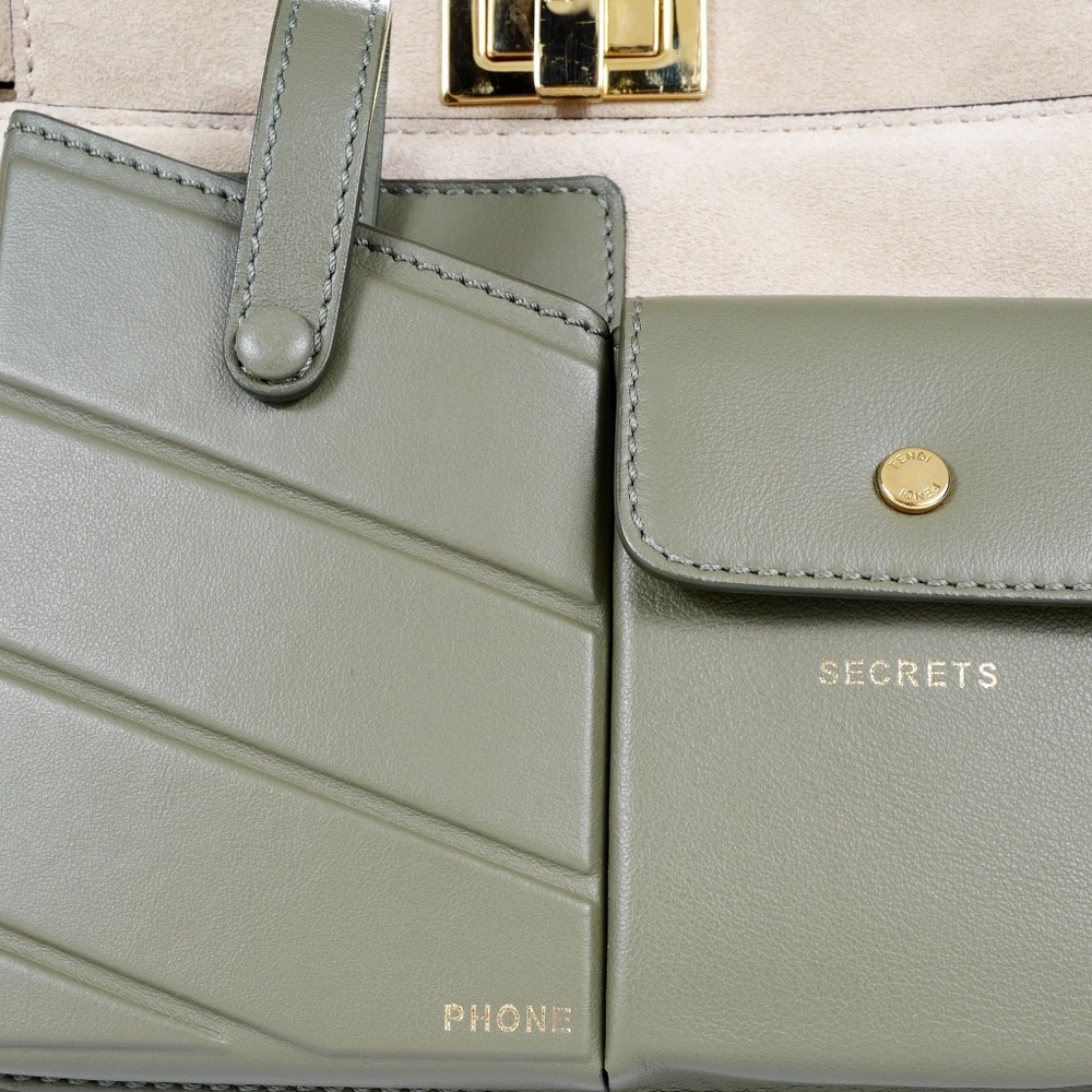 Fendi Peekaboo Mini Pocket Beige Suede Handbag - Picture 7 of 14